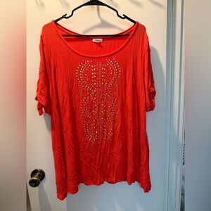 Westport Orange Embellished Short Sleeve Tee